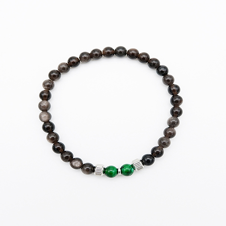 Silver Obsidian Stone Bracelet