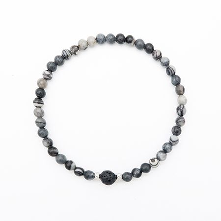 4mm Black Web Jasper Bracelet